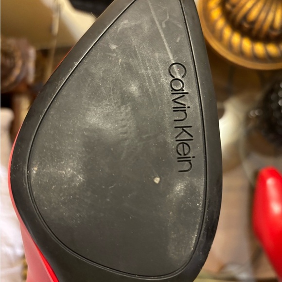 Calvin Klein High Heeled Leather Red Ankle Boots Size 6.5 - Picture 6 of 12